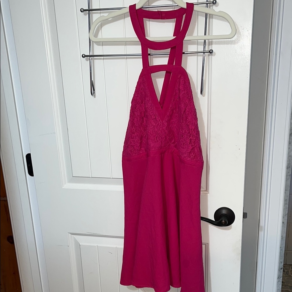 Lulu's Pink Halter Skater Dress